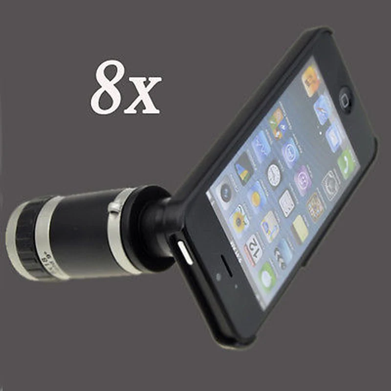 8X Zoom Telescope Camera Lens + Black Cover Case for iPhone 6 Plus NEW