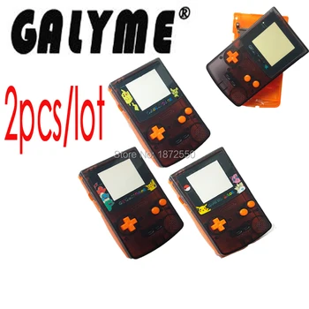 

2pcs/lot Hot Sale Shell DIY Transprent Black-Orange Color Fit GameboyColor Game Console With Cartoon Lens Boy Advance Pocket