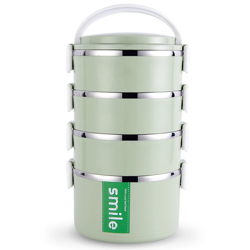 1 4 Layers Stainless Steel Thermos Lunch Box with fork spoon Japanese