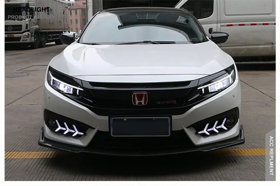 2 шт светодиодный фары для Honda Civic 2016-2018 светодиодный огни автомобиля Ангел глаза все светодиодный комплект протовотуманная подсветка
