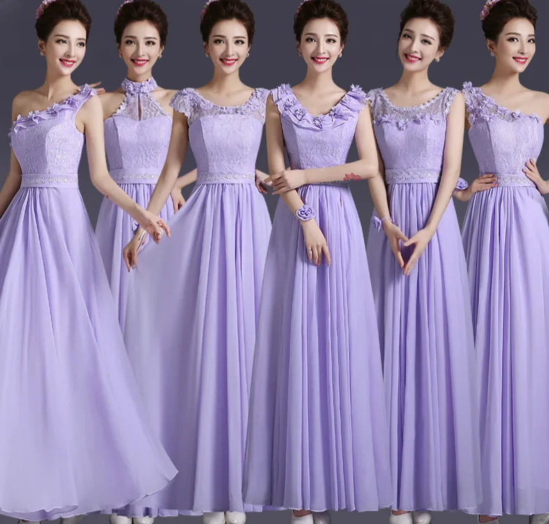 Сладкие воспоминания кружевное шифоновое платье для подружки невесты светло-Фиолетовое красивое длинное строгое платье SW180630
