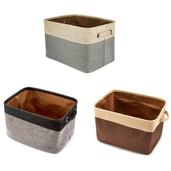 

Cosmetic Linen Desk Storage Box Jute Holder Jewelry Stationery Organizer Case luggage Home Clothes Storage Case Sundries Toy Box