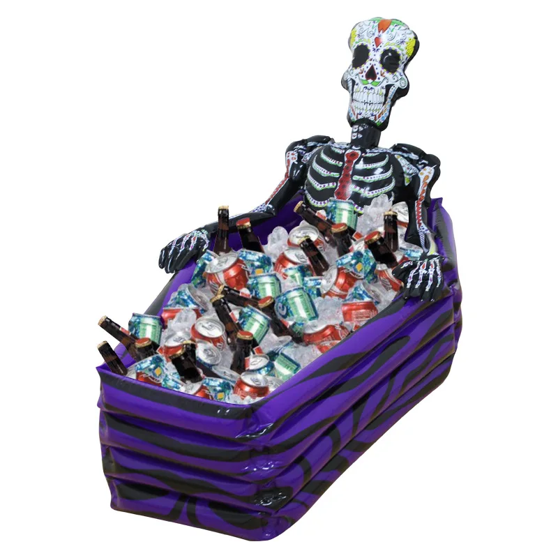 Большой открытый надувной Скелет гроб напиток охладитель ведра льда Череп ПВХ надувные игрушки Хэллоуин плавательный бассейн аксессуары