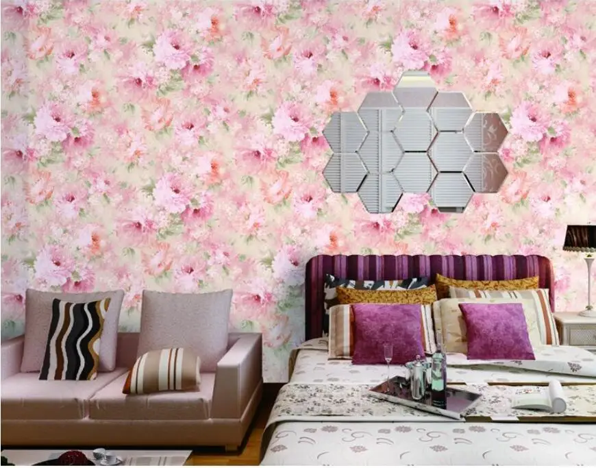 Beibehang романтический сад цветы стены рулона бумаги домохозяйство Роскошные 3D розовый обои для гостиной украшения живопись