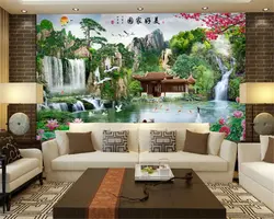 Beibehang Высокая мода шелковистые обои пейзажной живописи ТВ диван фоне стены рисунок для украшения интерьера 3d