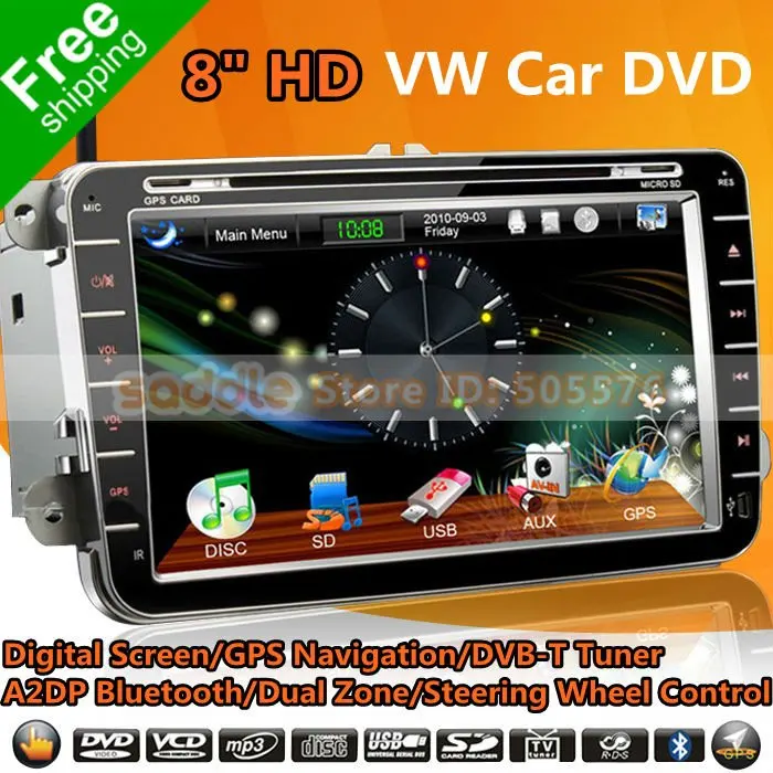 VW Car DVD , 8" HD Car DVD Player for VW & Skoda with GPS + CanBus
