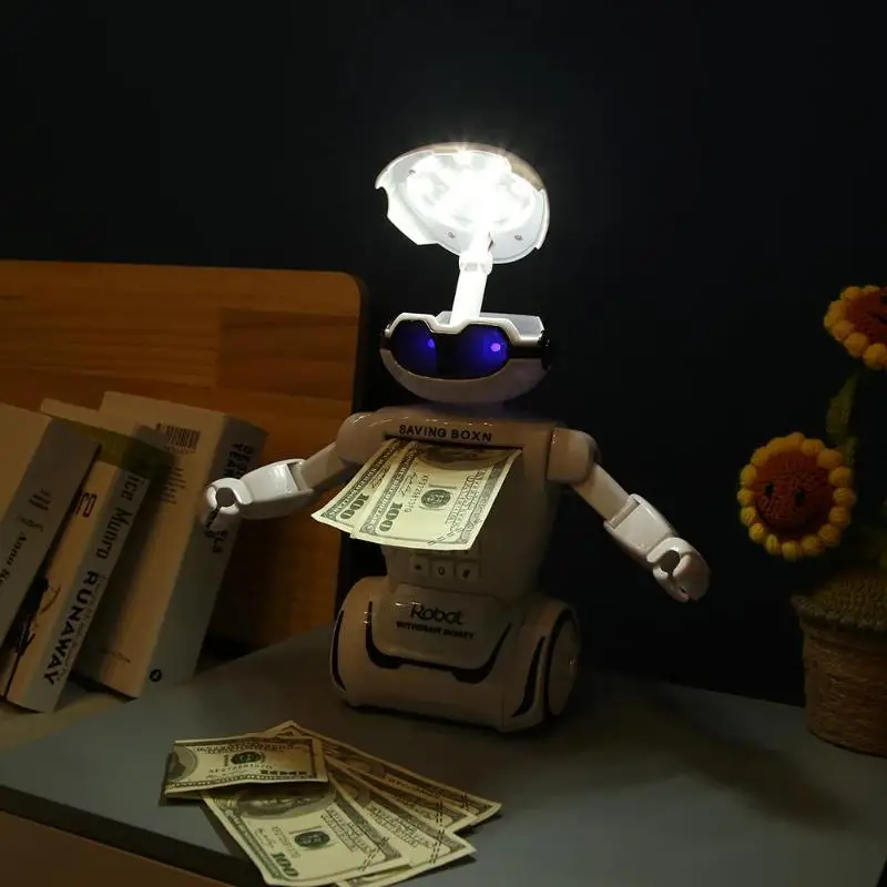 Креативный Электронный Робот-копилка с паролем, внутренний светильник, музыкальная копилка, настольная лампа, детские игрушки, орнамент, детский подарок