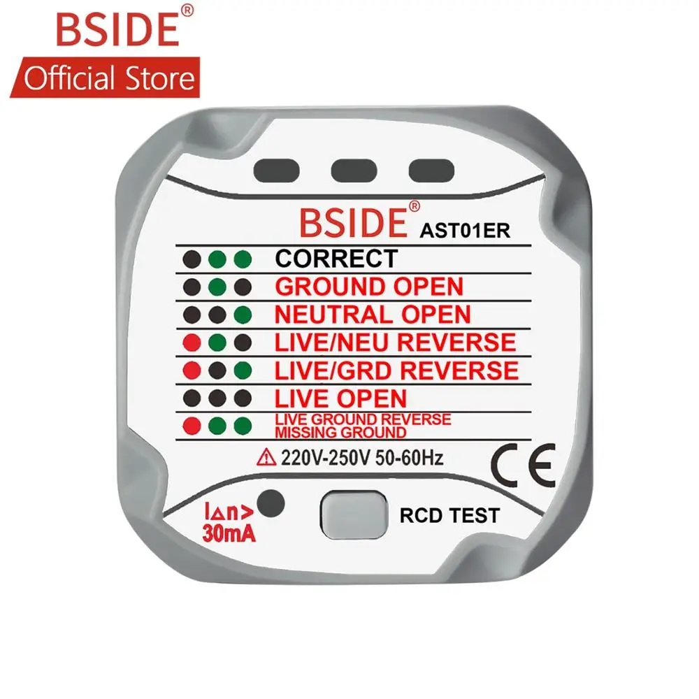 BSIDE AST01 тестер розетки тестер штепсельной вилки AU автоматический детектор полярности напряжения электрической цепи настенный выключатель Finder