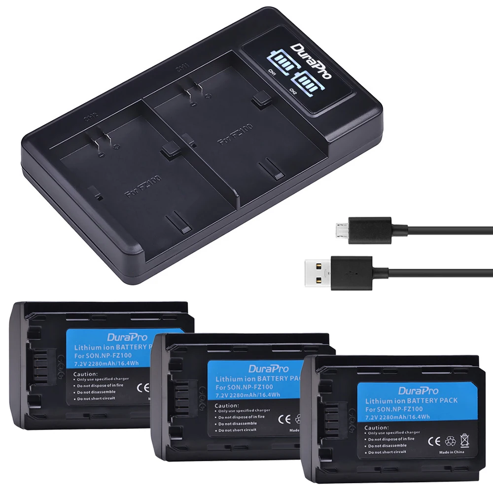 

3PCS NP-FZ100 NPFZ100 NP FZ100 camera battery + LED Dual USB charger for Sony Alpha 9 A9 9R A9R 9S A9S A7RIII A7R3 7RM3 A7m3