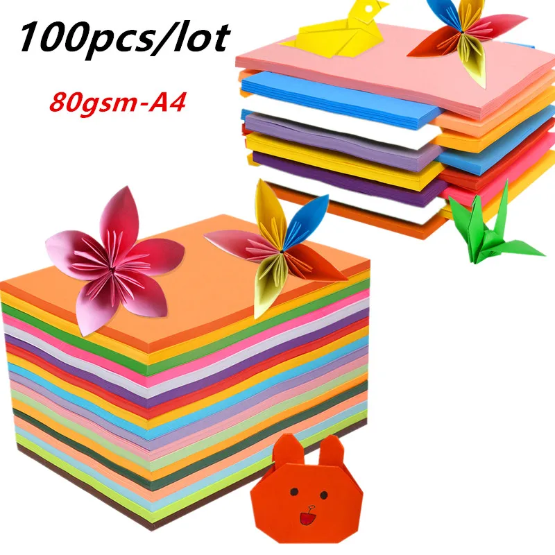 

80gsm 100pcs A4 Colorful Kraft Paper DIY Handmade Card Making Craft Paper High Quality Copy Paper Thick Paperboard Cardboard