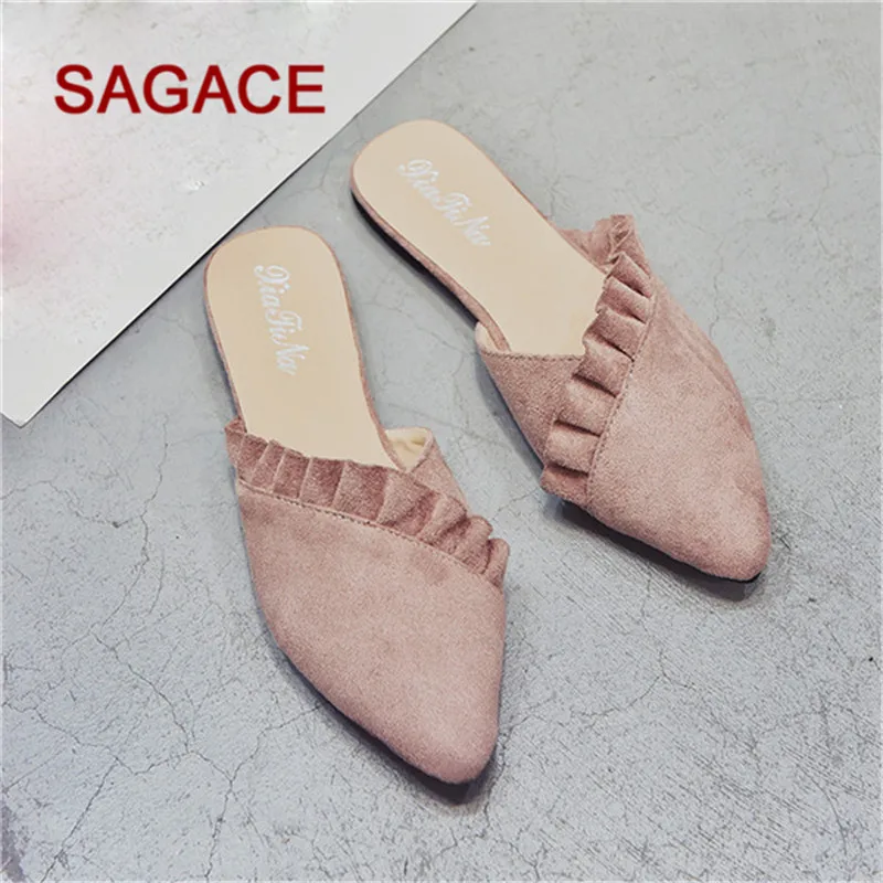 SAGACE/обувь женские тапочки обувь на плоской подошве тонкие туфли с острым носком