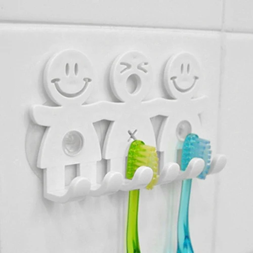 

Smile Face Bathroom Kitchen Toothbrush Towel Holder Rack Wall Sucker Hook Stand