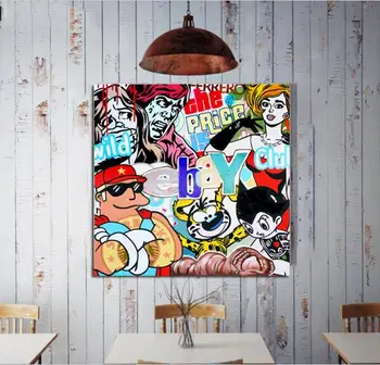 

American Comic Cartoon Street Graffiti Wall Art Vibrant Bright Colour Decorative Figure Poster Canvas Paintings