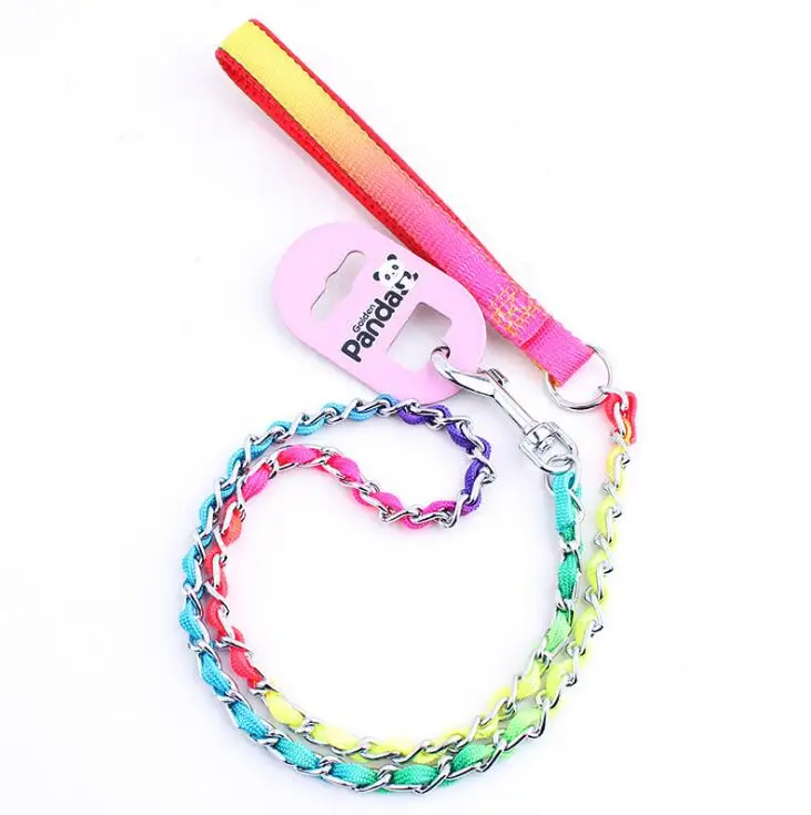 

Golden Panda Rainbow Chain Pull Belt Small Dog Colorful Dog Cord Pet Leash