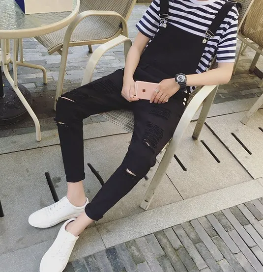 black skinny overalls men's