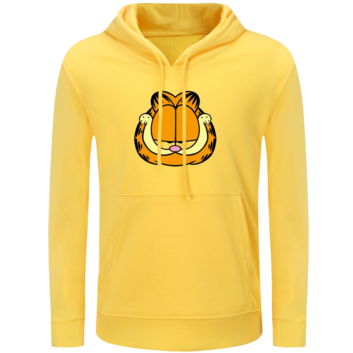 

iDzn Women's Hoodies Cute Lazy Garfield Funny Crazy Anger Yellow Cat Casual Spring Autumn Girl's Printed Sweatshirts Tops S-3XL