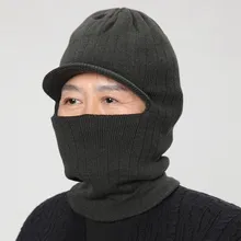 The elderly hat Men yarn winter hat neck protection cap the elderly ear full protection winter warm beanies male cold autumn hat