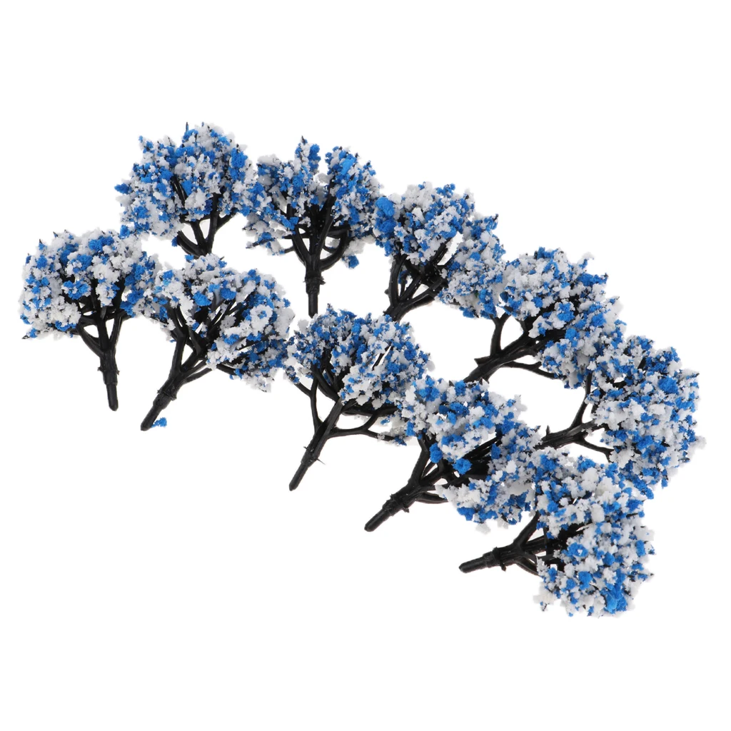 10pcs 1:200 Train Railroad Scene Scenery Diorama Wargame Landscape Model Trees Scale with Flowers Model Building Kits