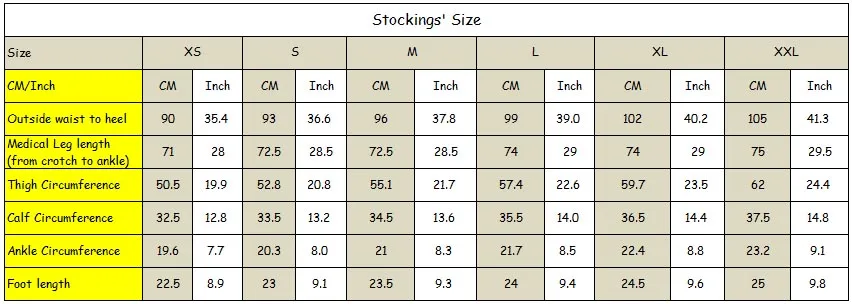 stockings size