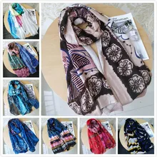 Роскошный брендовый женский летний шарф, испанская Цветочная шаль, женские шарфы с принтом