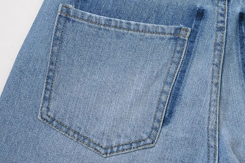 Self Duna, женские рваные джинсы, Ретро стиль, классные, с дырками, бойфренд, повседневные, высокая талия, джинсовые штаны прямые, Женские джинсовые штаны