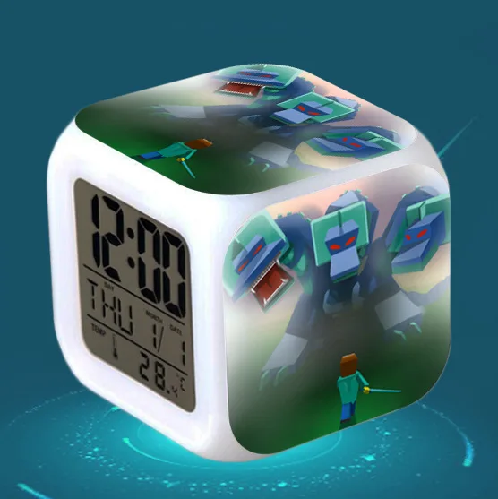 Cartoon Children Alarm Clock wake up light Digital Alarm Clock Kids Toys LED Clock Color Changing table reveil wekker - Цвет: 15