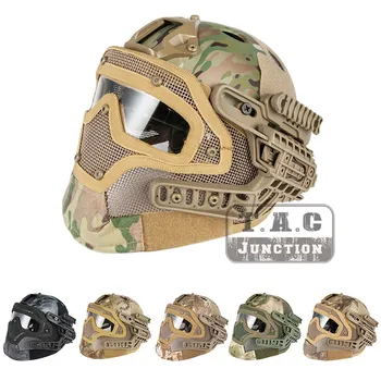 

Tactical Airsoft FAST PJ Advanced Adjustment Protective Multi-function G4 Full Facial Armor System Combat Helmet w/ Goggle Mask