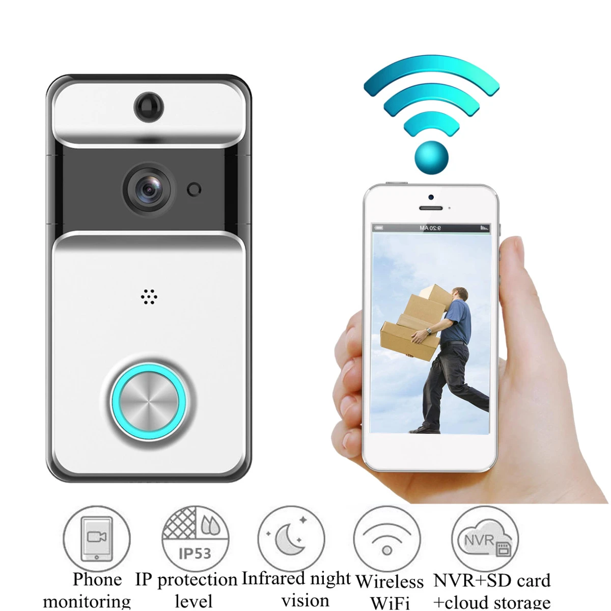 

Smart Wireless WiFi Security DoorBell Smart Video Phone Door Visual Recording