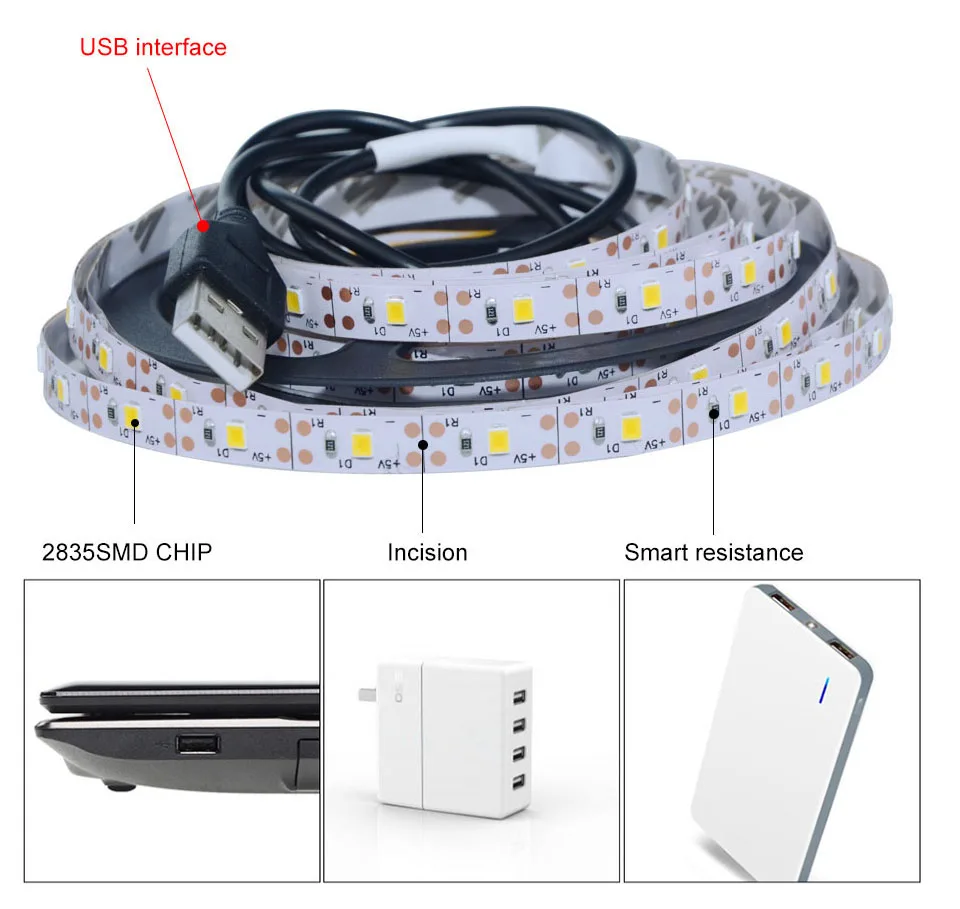 EeeToo 5 в Led Motion сенсор полосы света батарея питание гибкий водостойкий 2835 USB Светодиод клейкие ленты для шкафа кухня спальня