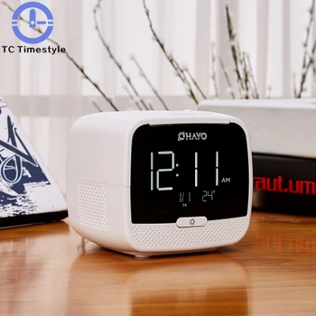 

New Cube Radio Desk Alarm Clock Wireless Bluetooth Speaker Snooze Mute Gadgets LCD DigitalClock Two USB Charging Watch