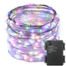 1/2/4pcsAA Батарея Питание 12 м 240 светодиодный 5 Режим таймера, многоцветный светодиодный гирлянда Водонепроницаемый серебряной проволоки Хэллоуин огни