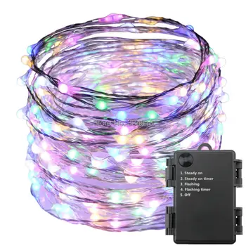 

1/2/4pcsAA Battery Powered 12M 240LED 5Mode Timer, Multicolor LED Fairy String Lights Waterproof Silver Wire Halloween Lights