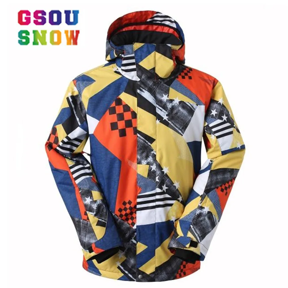 

GSOU SNOW Men Skiing Jacket Colorful Breathable Boys Snow Jacket High-Q Skiing And Snowboarding Warm Jacket Male Windproof