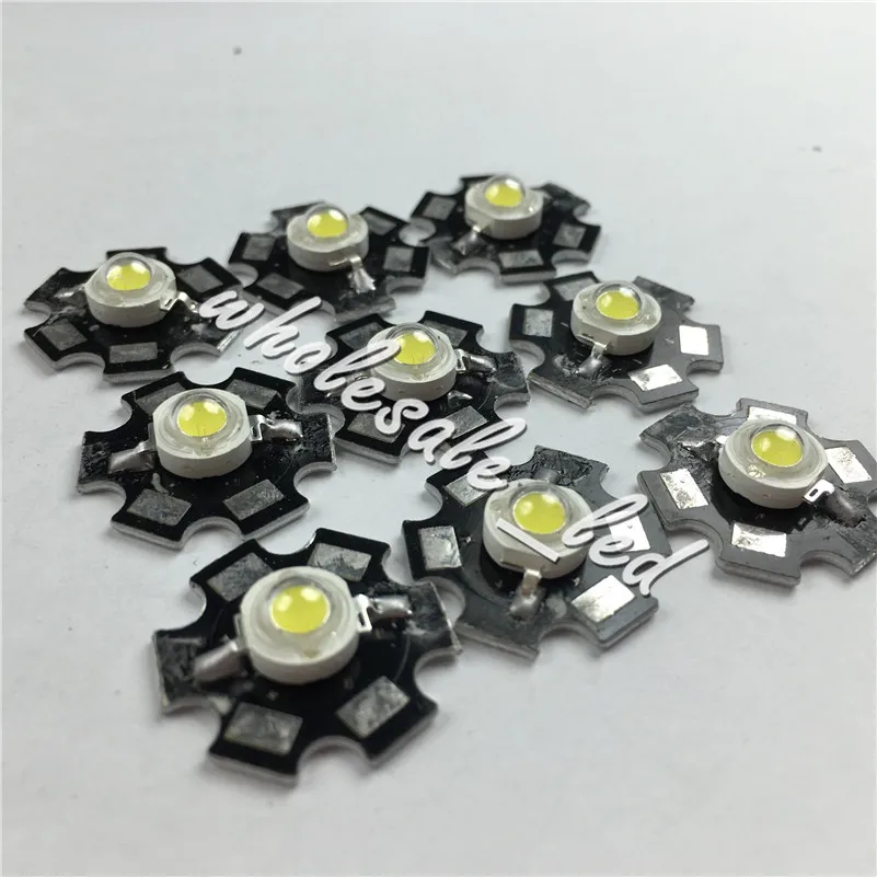10PCS 1W High Power Cold White LED Light Emitter 10000-30000k with 20mm Heatsink