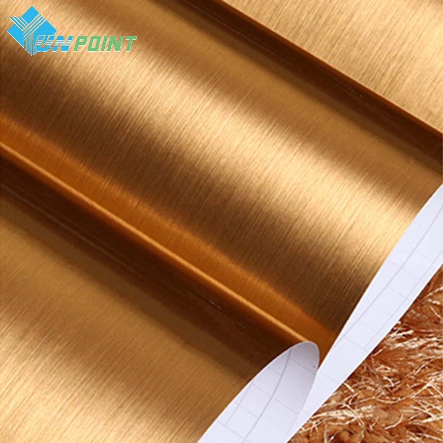 Gold Silvery Brush PVC Decorative Sticker Vinyl Self Adhesive Glitter Wallpaper Kitchen Cabinet Desktop Wall Stickers Waterproof
