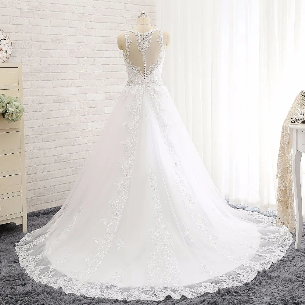 Aline Sheer Sweetheart Appliqued Lace Beaded Belt Backless Wedding