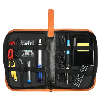 

14pcs/set Soldering Tools Kit 110V 60W Adjustable Temperature Soldering Iron Desoldering Pump Wire Stripper Cutter Iron StandH52