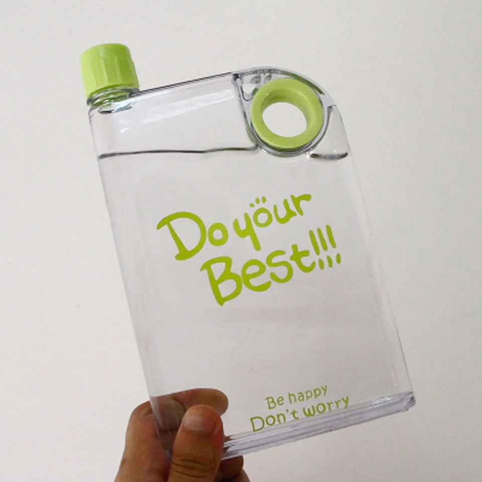 Transhome A5 плоская фляга для воды портативная Герметичная Бутылка для молока креативная прозрачная пластиковая бутылка для воды спортивная посуда для напитков на открытом воздухе