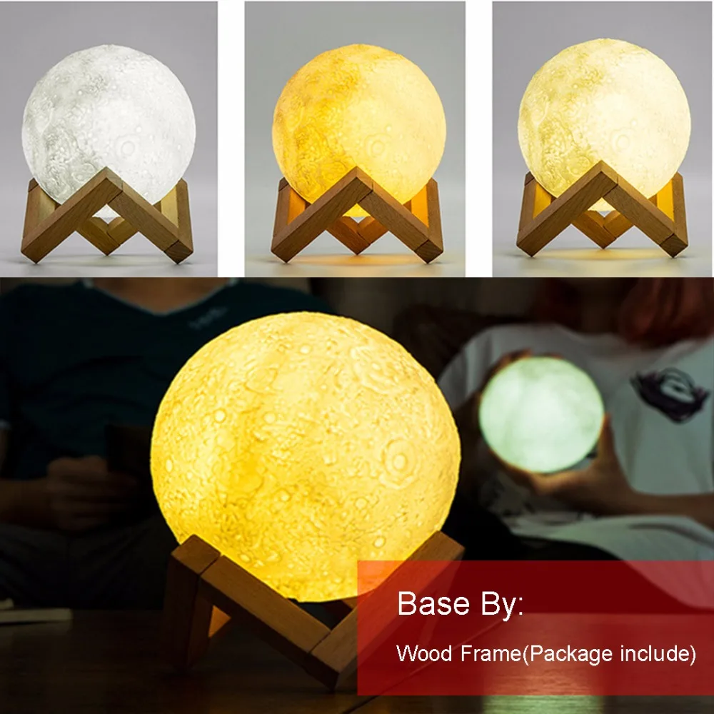 Светодиодная лампа ночник 3D Moon Lunar Baby USB Перезаряжаемый сенсорный переключатель