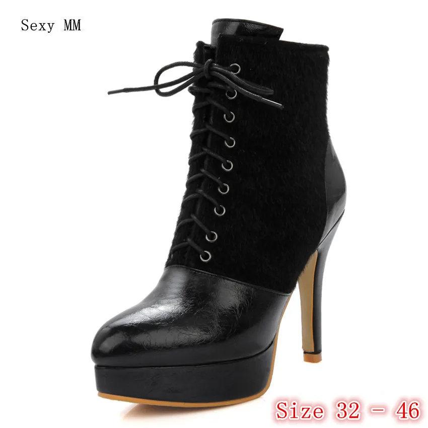 

Spring Autumn High Heels Women Ankle Boots Platform Woman Short Boots High Heel Shoes Small Plus Size 32 33-40 41 42 43 44 45 46