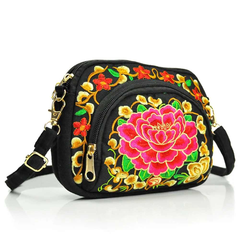 Женская сумка-мессенджер с цветочной вышивкой Hmong, винтажная сумка через плечо в китайском национальном стиле, пляжная сумка в стиле бохо хиппи для путешествий
