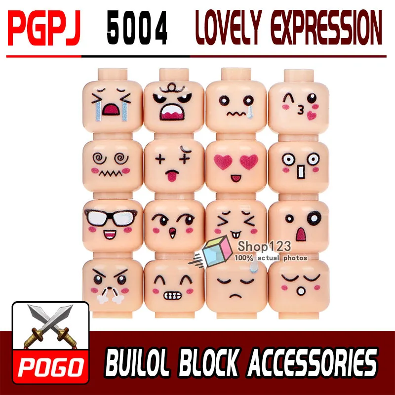 Buy 16pcs/set Building Blocks Emoji Expression Lovely Face Skin Color Cartoon