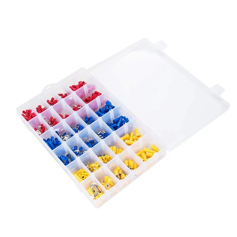480Pcs Terminals Connector Spade Set Assorted Insulated Electrical Wiring Wire Terminal Crimp Connector Kit Butt Spade Sets 3