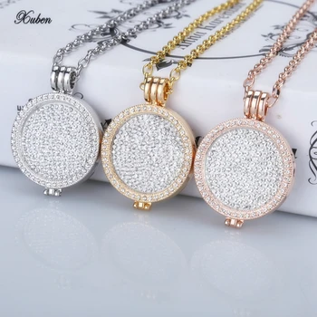 

New 35mm coin holder pendant necklace fit my 33mm coins white crystal Christmas woman gift fashion jewelry long chain hot sale