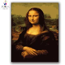 Diy окраска по номерам "Мона Лиза" Улыбка Рисунок Картина маслом Краски ing цвета по номерам на холсте с наборы 40x50 защелка