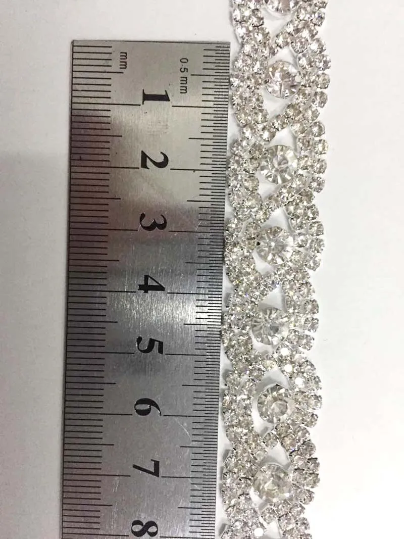 5Yard Luxury weaving Rhinestone chain Silver plated Handmade Bridal