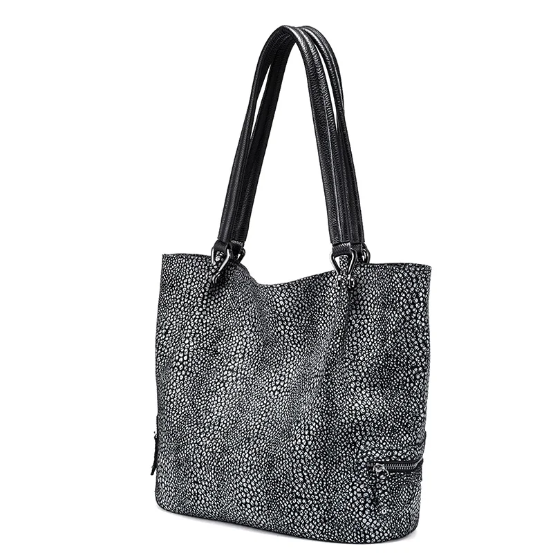Realer, женская сумка на плечо, высокое качество, натуральная кожа, роскошная сумка для дам, большая вместительность, дизайнерская женская повседневная сумка - Цвет: Серый