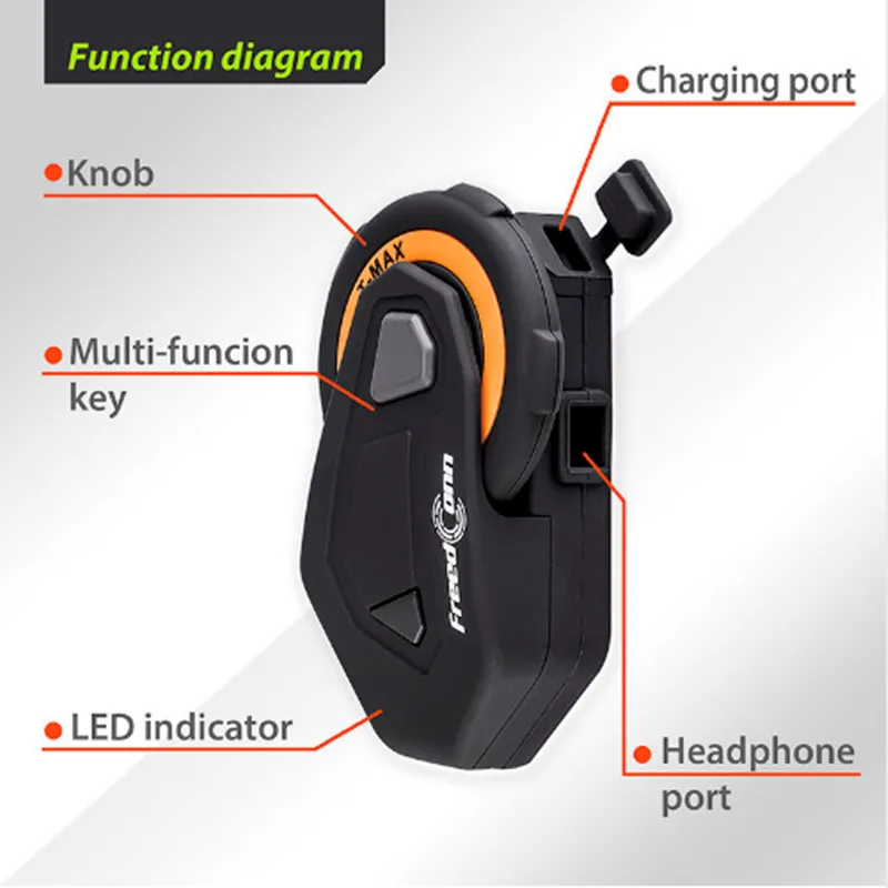 Гарнитура Freedconn T Max Moto rcycle для шлема Bluetooth Интерком 6 динамиков группового