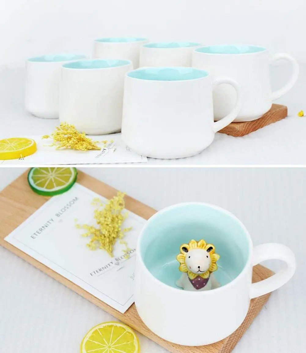 3D кружка для кофе с милым мультяшным животным керамическая чашка для маленьких животных внутри, Лучшая Офисная чашка и подарок на день рождения