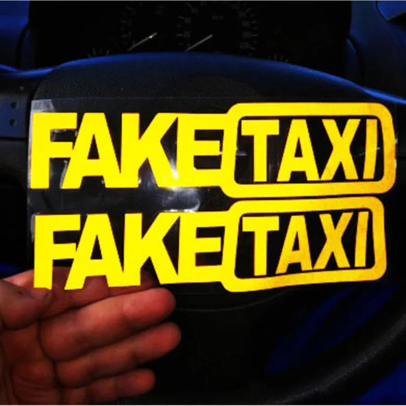 2Pcs FAKE TAXI Car Sticker Decal Emblem Self Adhesive Vinyl Stickers for Car Van Car Styling